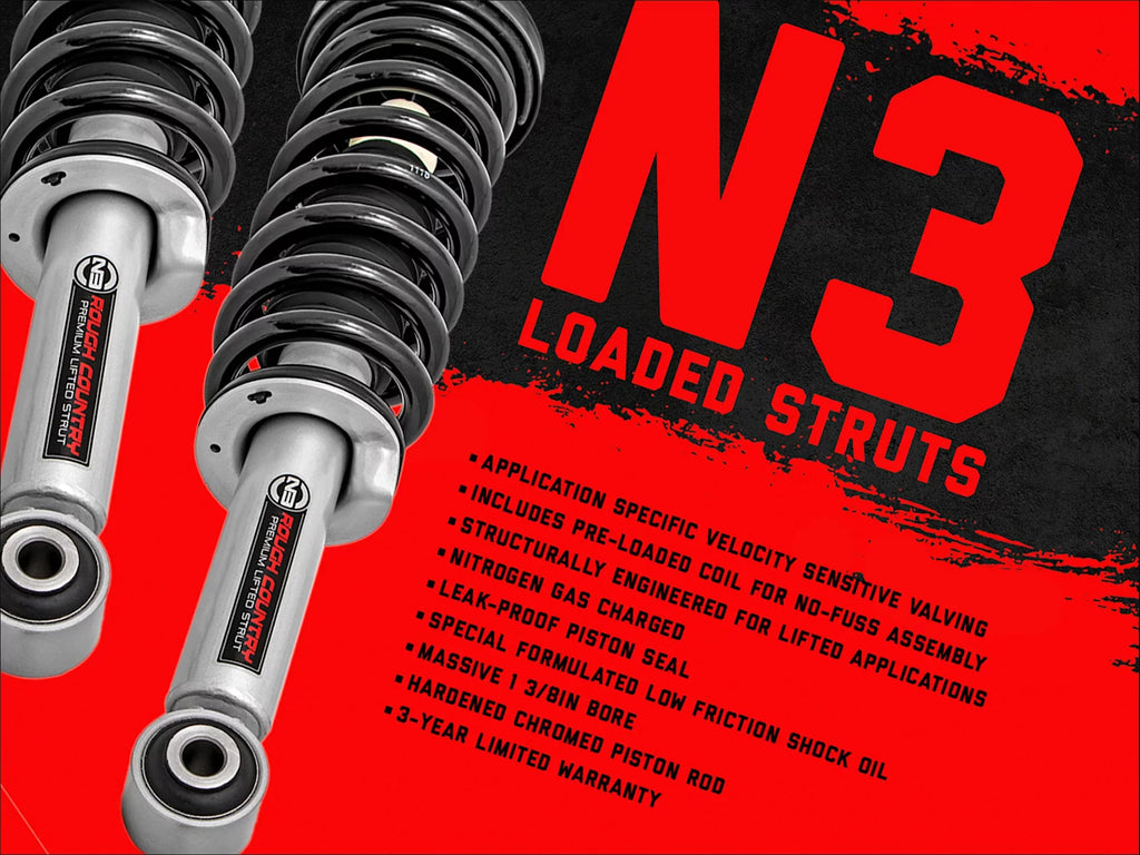 Rough Country 3.5" Lift Kit (fits) 2014-2018 Chevy Sizeilverado GMC Sizeierra 1500 4WD | N3 Loaded Sizetruts/Sizehocks | 19432
