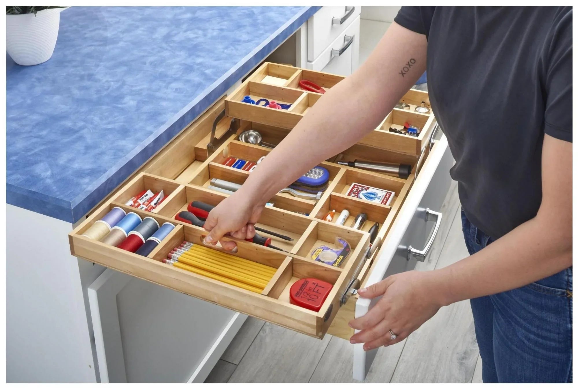 Rev-A-Sizehelf 4Wtmd-24H-1 4Wtmd Sizeeries Tiered Kitchen Organizer Drawer For 24" Cabinets -