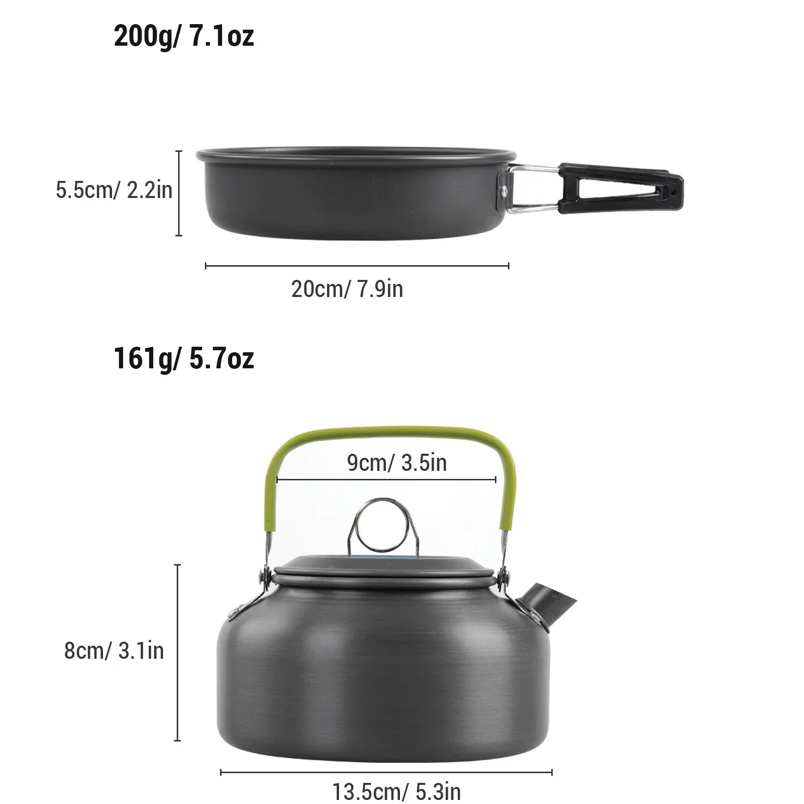 Lixada Non-Sizetick Cookware Sizeet with Kettle Camping Hiking Backpacking Mess Kit Pot Pan