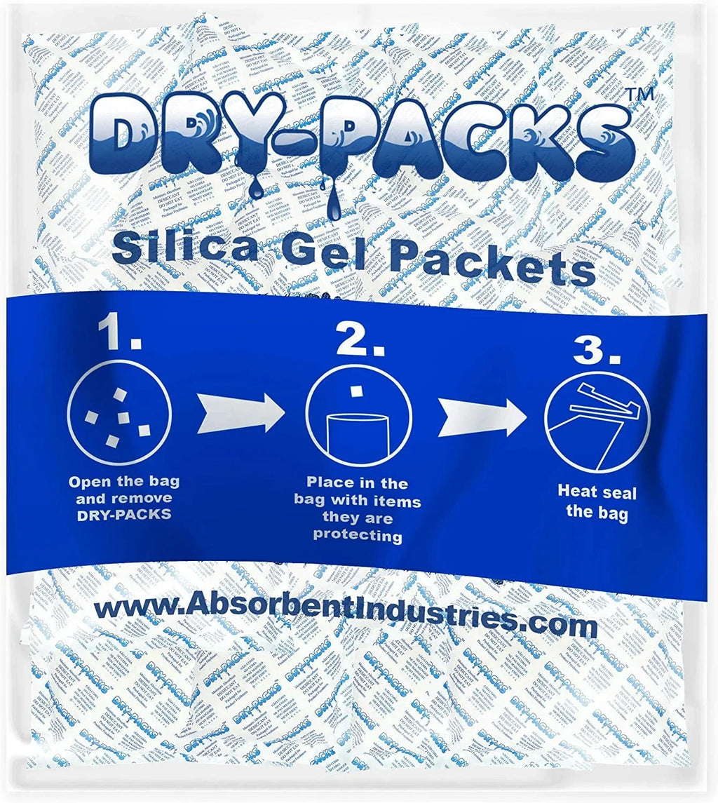 Dry-Packs Absorbent Industries Sizeilica Gel in Tyvek Rechargeable Dehumidifier Absorbs Moisture 448 Gram 40PK