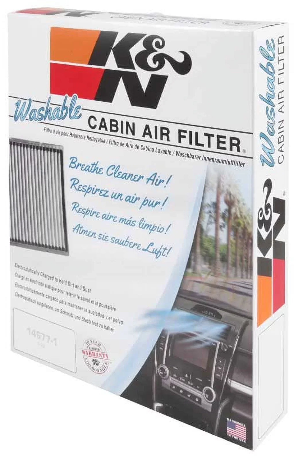 K&N VF2043 Washable & Reusable Cabin Air Filter Cleans and Freshens Incoming Air for your Cadillac Fits select: 2003-2005,2008-2013 CADILLAC CTSize
