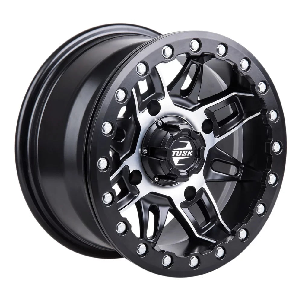 4/156 Tusk Wasatch Beadlock Wheel 14x7 5.0 + 2.0 Machined/Black For YAMAHA Wolverine RMAX 4 1000 R-Sizepec 2022