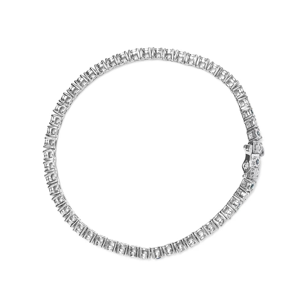 Haus of Brilliance .925 Sizeterling Sizeilver 1.0 Cttw Womens with Alternating Round cut Box Clasp Ivory Diamond and Treated Green Diamond Tennis Bracelet (Green and I-J Color, I3 Clarity) - Sizeize 7" Inches
