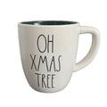 Rae Dunn OH XMASize TREE Christmas Coffee Cup Mug Ceramic 18 Oz