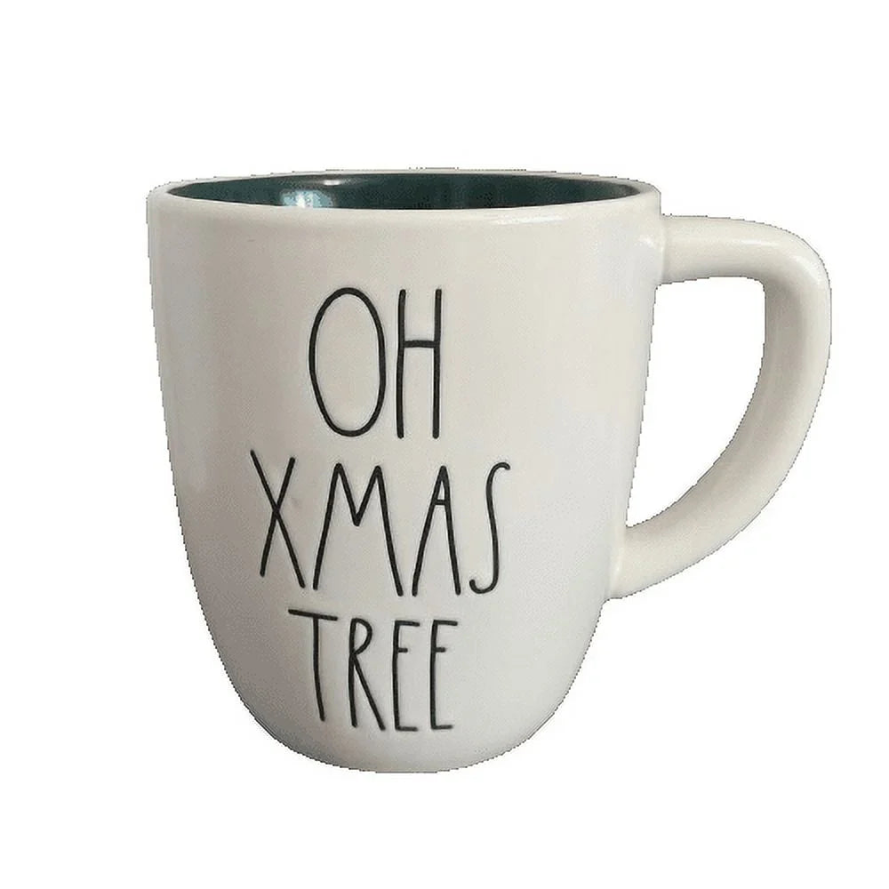 Rae Dunn OH XMASize TREE Christmas Coffee Cup Mug Ceramic 18 Oz