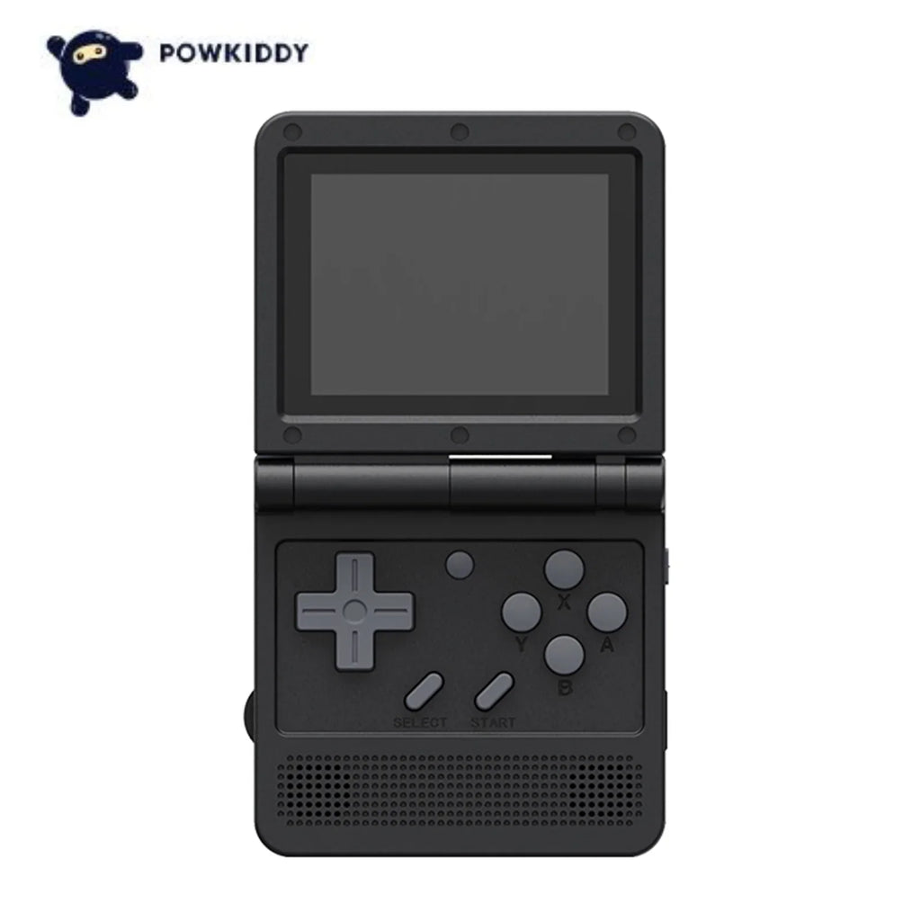 Powkiddy Handheld Game Console, 3.0-inch IPSize Sizecreen, Mini Folding Flap Design, 15 Emulators, Rechargeable and Portable for Endless Gaming