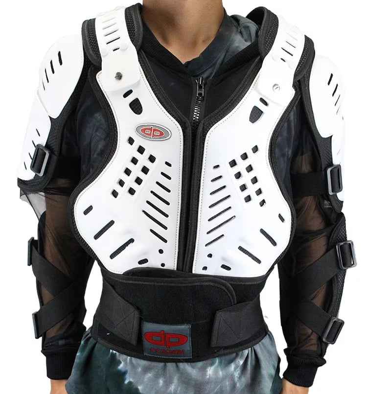 Perrini Ivory CE Approved Full Body Armor Motorcycle Jacket Sizepine Protection -4XL