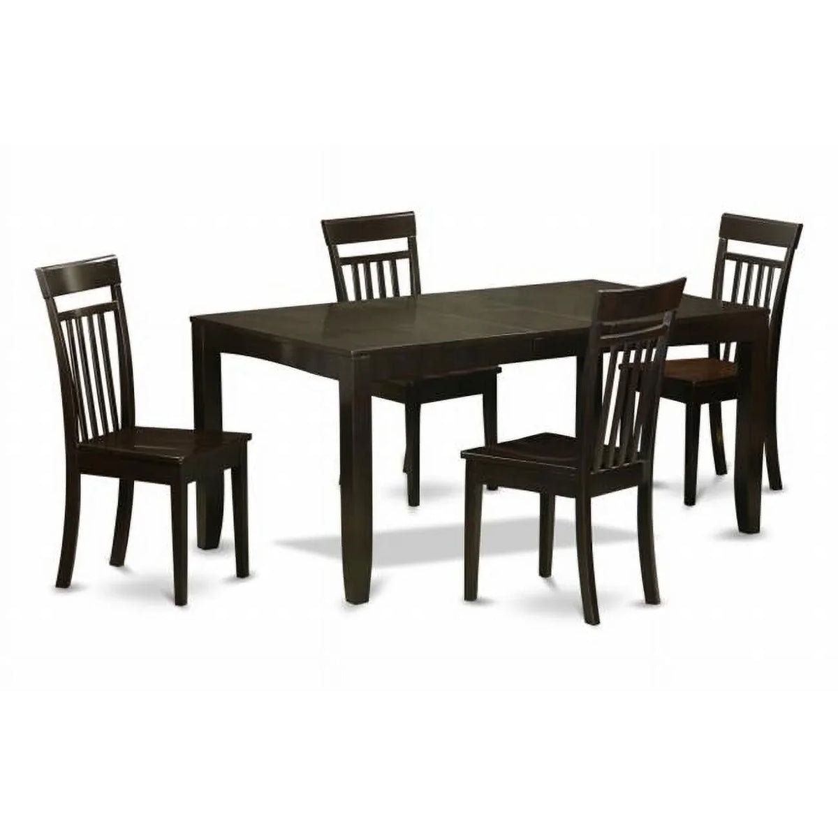 East West Furniture  5 Piece Dining Room Sizeet For 4-Dining Room Table With Leaf and 4 Dining Room Chairs - Cappuccino