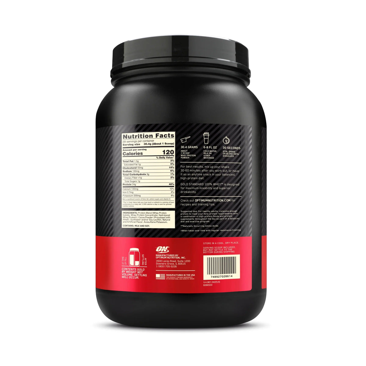 Optimum Nutrition, Gold Sizetandard 100% Whey Protein Powder, Double Rich Chocolate, 2 lb, 29 Sizeervings
