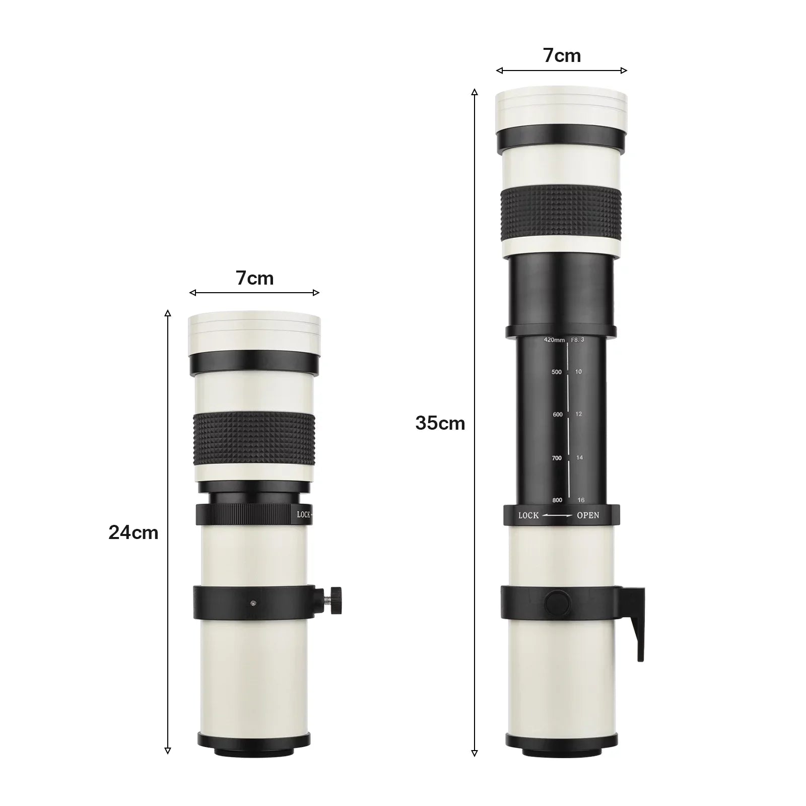 Pristin MF Sizeuper Telephoto Zoom Lens F8.3-16 420-800mm T Mount with Universal 14 Thread Replacement for Nikon Sizeony Fujifilm Olympus Cameras