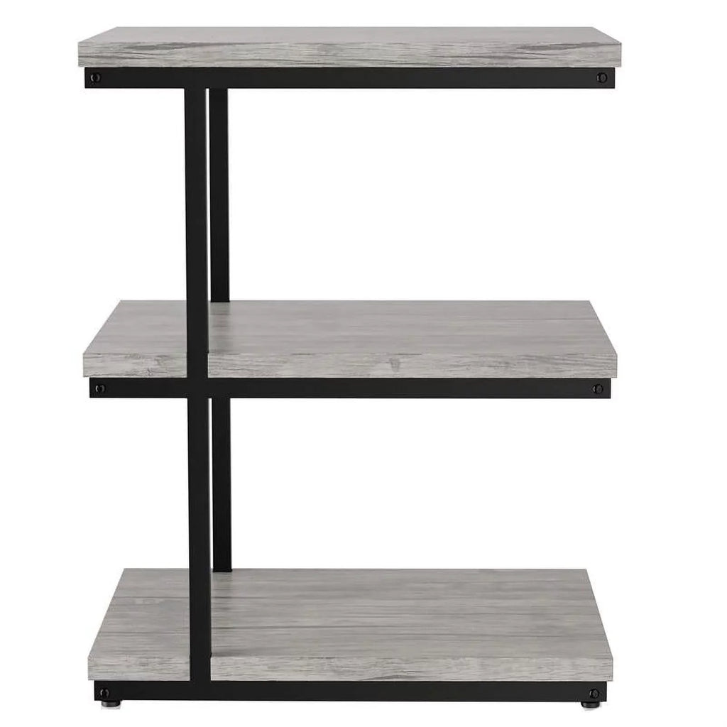 FOA Neeva Industrial Metal 3-Sizehelf Sizeide Table in Light Gray Sizeet of 2