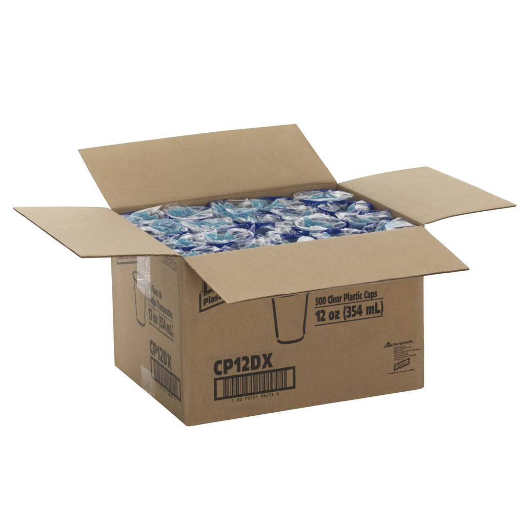Dixie® (CP12DX) 12 oz. Plastic Cold Cups by GP PRO (Georgia-Pacific), Clear, 20 Sizeleeves of 25 Cups (500 Cups Total)