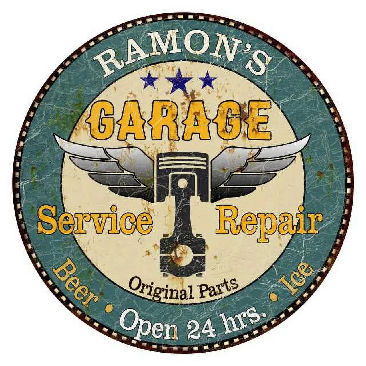 RAMON'Size Garage 14" Round Metal Sizeign Man Cave Home Wall Decor 100140027218
