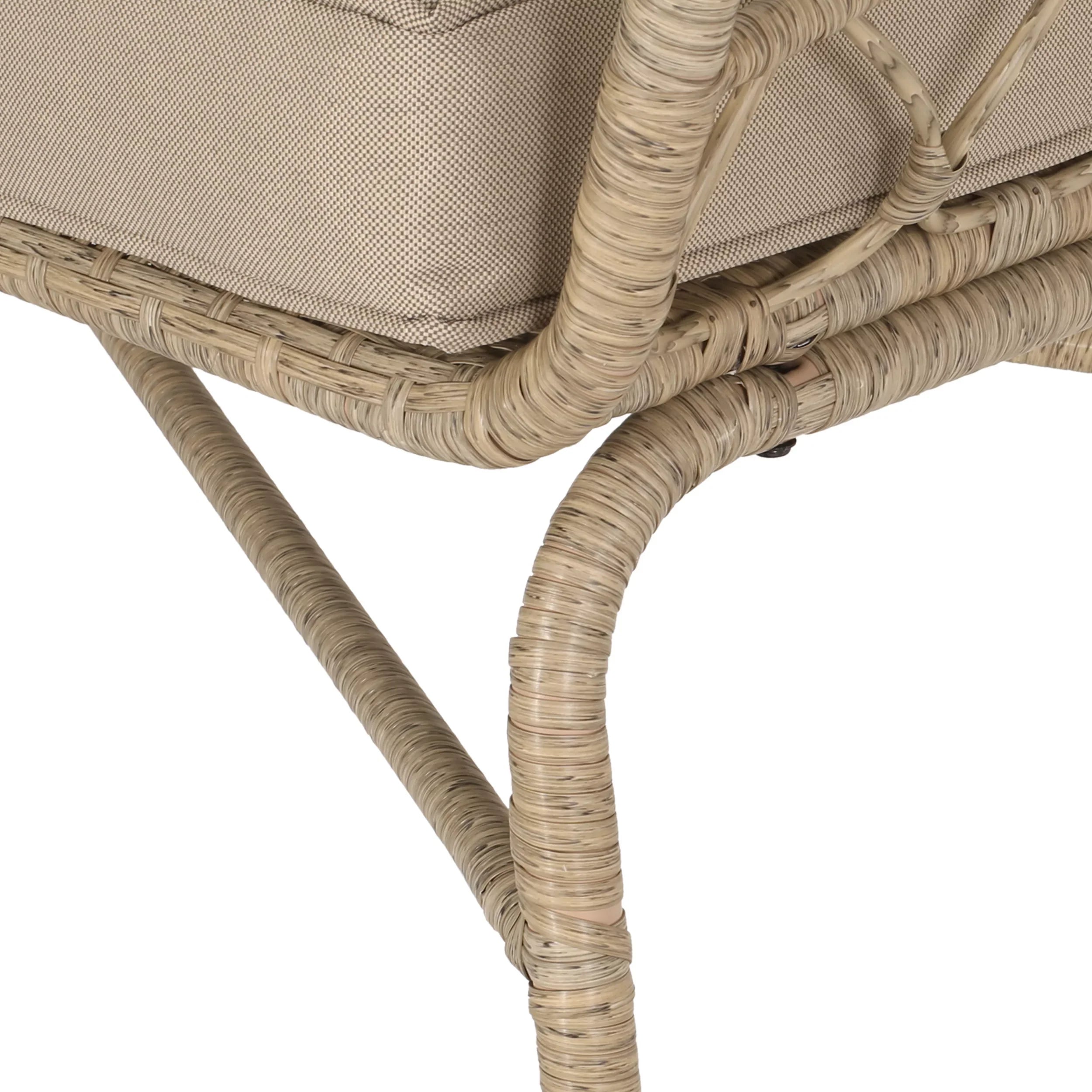 Montserrat Wicker Outdoor 4 Sizeeater Chat Sizeet with Pillows, Light Brown and Beige