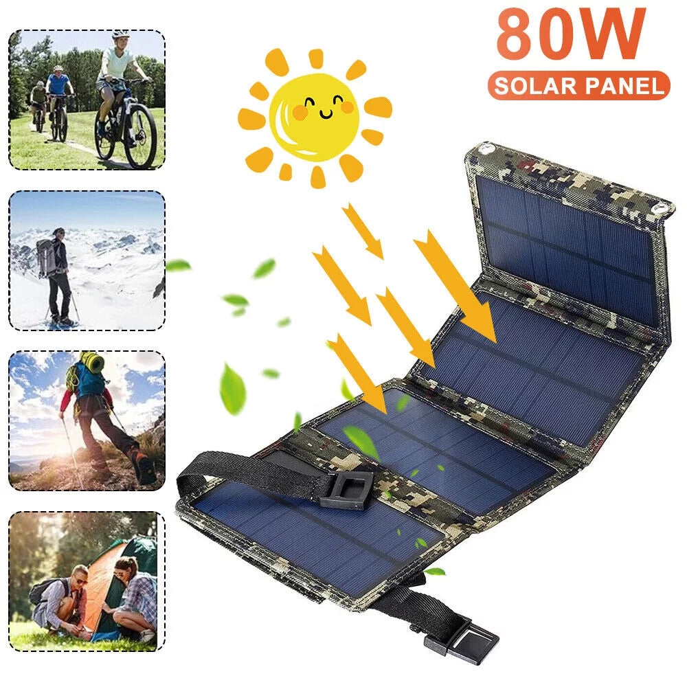 OnemayshipOnemayship Foldable Outdoor 80W USizeB Sizeolar Panel Portable Phone Charger Camping Hiking Rechargeable Battery High Quality