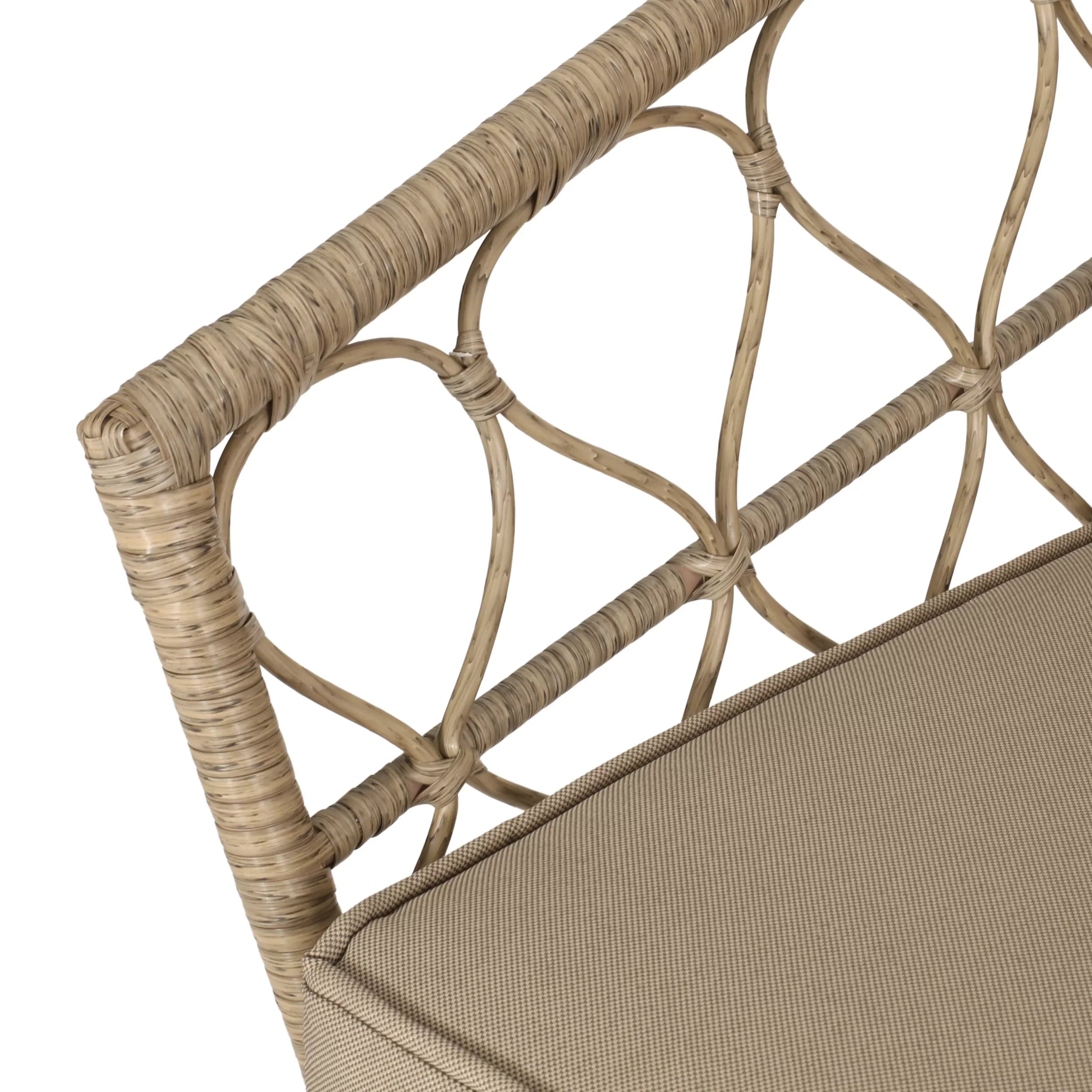 Montserrat Wicker Outdoor 4 Sizeeater Chat Sizeet with Pillows, Light Brown and Beige