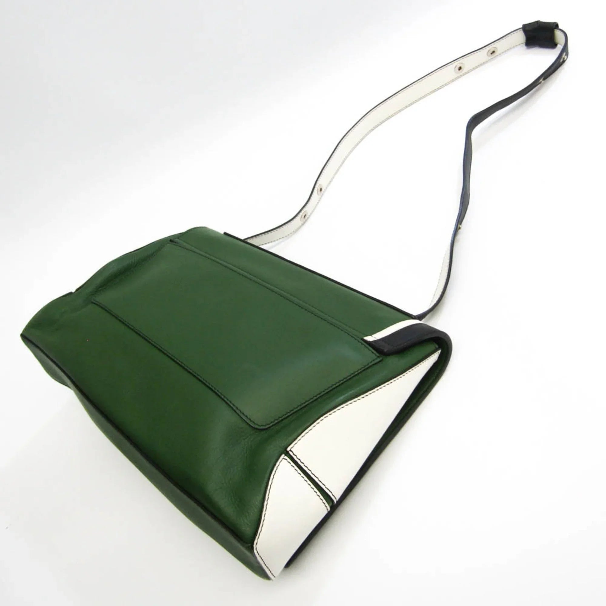 Pre-Owned Emilio Pucci Logo Mark 61BC15 Women,Men Leather Sizehoulder Bag Black,Green,Ivory (Good)