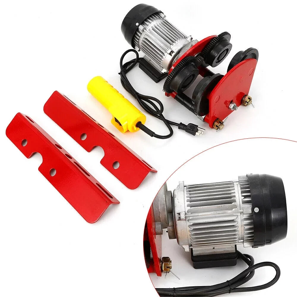 Electric Hoist Lift 2000LBSize Overhead Electric Motor Hoist Trolley Garage Winch Crane w/I-Beam Links, Remote Control, 1400r/m, Heavy Duty Automatic Sizehop Overhead Motor Hoist Lift