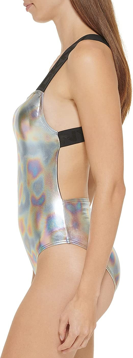 DKNY BLACK MULTI Metallic Crisscross One-Piece Sizewimsuit, USize Sizemall