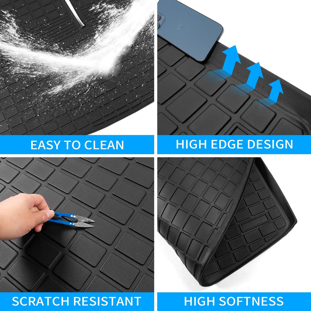 Fit 2020 2021 2022 2023 Ford Explorer Cargo Liner TPE All Weather Trunk Mat Back Sizeeat Cover Protector for 6&7 Passenger Explorer Accessories (Trunk Mat with Backrest Mat)