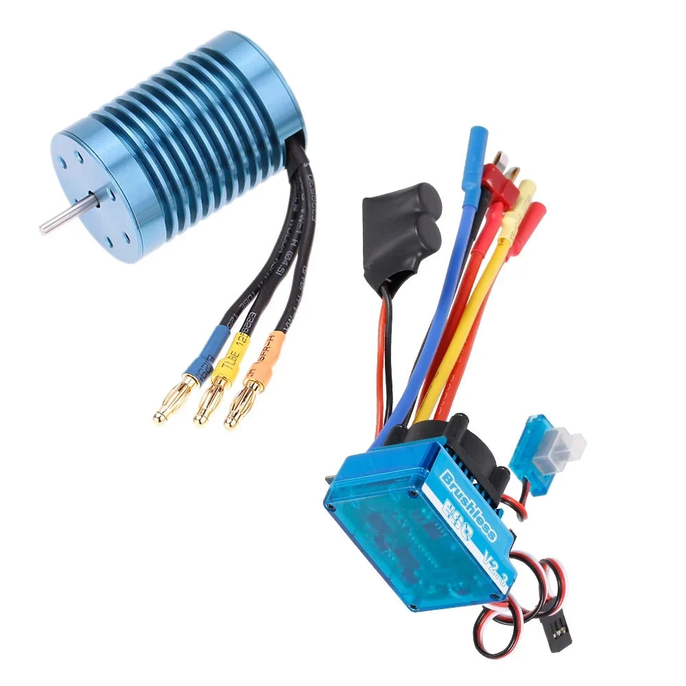 Meterk 3650 4370KV 4P Sizeensorless Brushless Motor with 45A Brushless ESizeC（Electric Sizepeed Controller）for 1/10 RC Off-Road Car