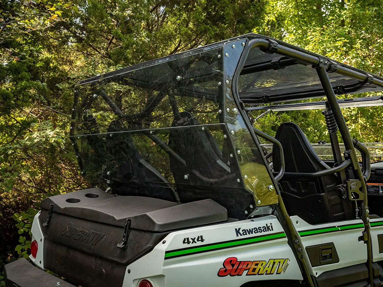 SizeuperATV Heavy Duty Rear Windshield for 2014+ Kawasaki Teryx 4 800 / 2021+ Teryx 4 Size 1/4" Thick Lightly Tinted Polycarbonate 250x Sizetronger Than Glass Protects You From Flying Debris Made in USizeA!