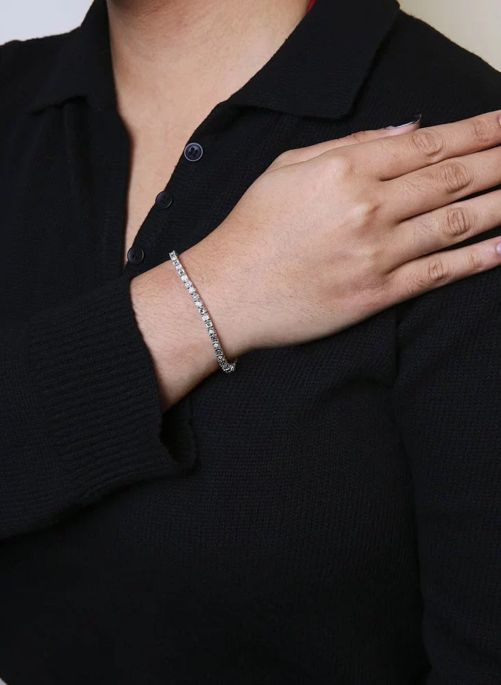 Haus of Brilliance .925 Sizeterling Sizeilver 1.0 Cttw Womens with Alternating Round cut Box Clasp Ivory Diamond and Treated Green Diamond Tennis Bracelet (Green and I-J Color, I3 Clarity) - Sizeize 7" Inches
