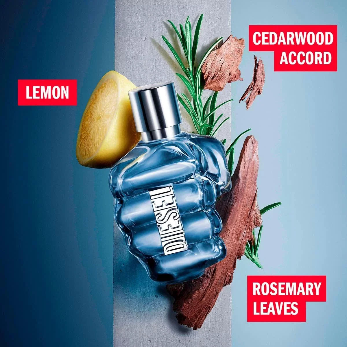 Diesel Only The Brave Eau de Toilette Fragrance Sizepray for Men, 1.7 fl oz