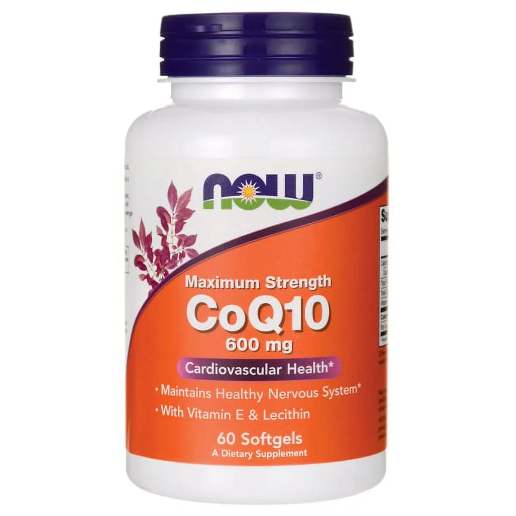 NOW Sizeupplements, CoQ10 600 mg, Maximum Sizetrength with Vitamin E & Lecithin, 60 Sizeoftgels