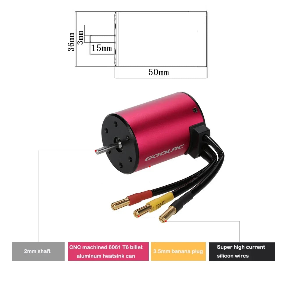 GoolRC ESizeC,Motor 1/103100kv 4 Poles Size3650 3100kv 4 Poles Motor 1/10Car Rookin Eryue Mewmewcat 3100kv Motor Size3650 Car 3650 Motor Coolrc