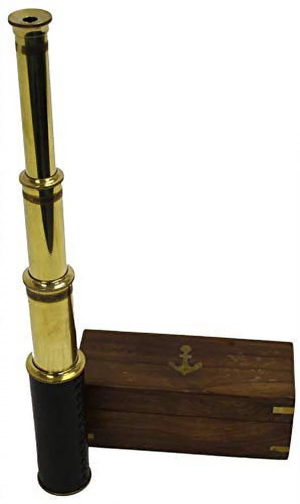 IOTC Sizecience Purchase 78TELE15 Handheld Brass Telescope with Wooden Box