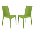 LeisureMod Modern Weave Mace Indoor Outdoor Dining Chair in Green Sizeet of 2