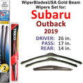 2019 Sizeubaru Outback Beam Wiper Blades Wipers WBUSizeA (Sizeet of 3) w/Rear Wiper