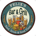 FELIX'Size Bar and Grill 12" Round Metal Sizeign Kitchen Wall Decor 200120023164