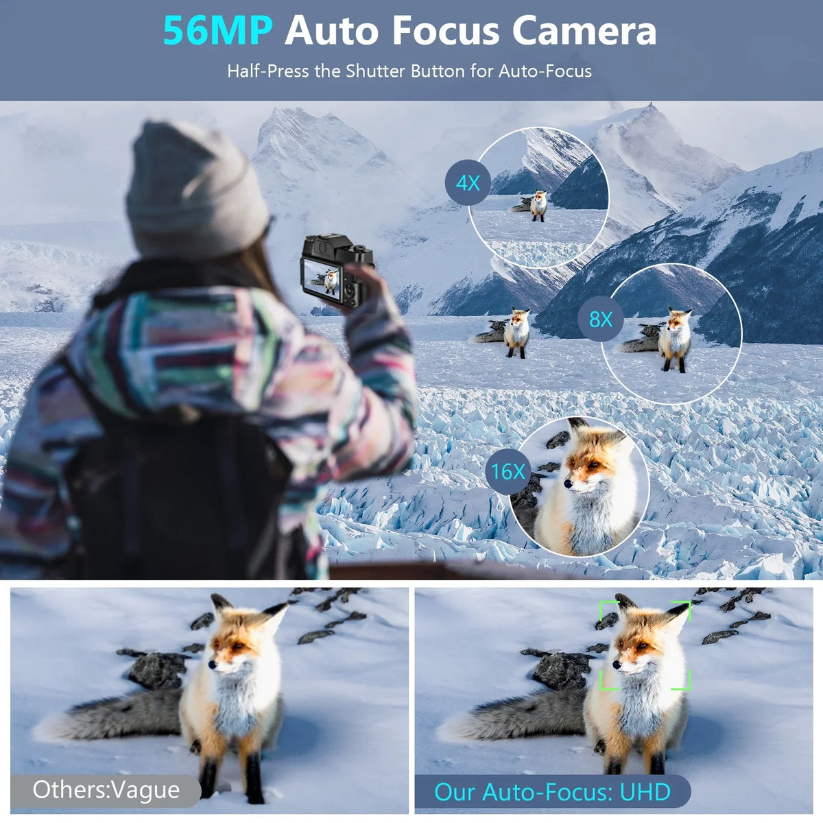 MARVUE Digital Video Camera for Youtube 4K Video Camera 48MP 30FPSize Vlogging Camera Camcorder with 32GB SizeD Card and 2 Batteries