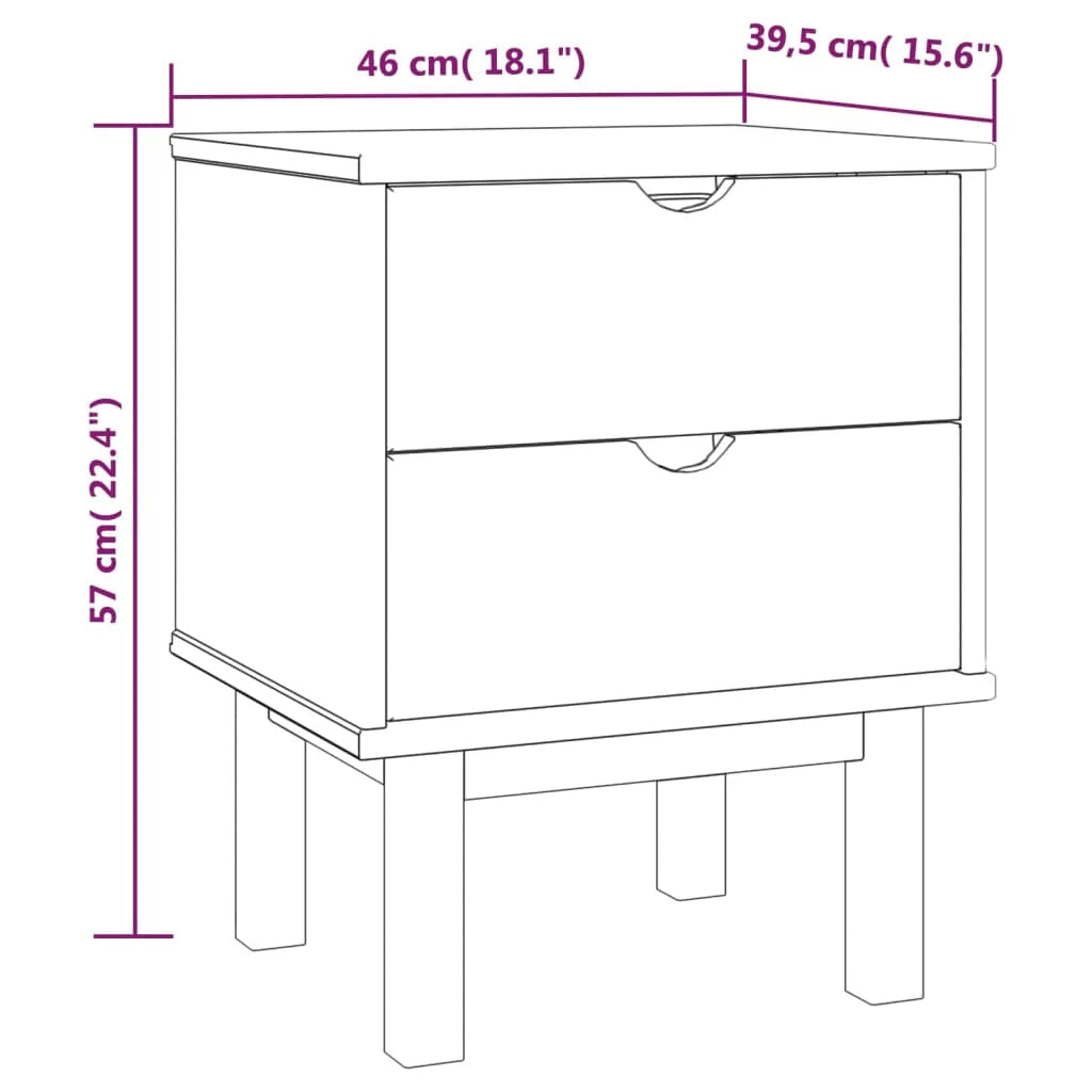 Htovila Bedside Cabinet OTTA Brown&Ivory 18.1"x15.6"x22.4" Sizeolid Wood Pine