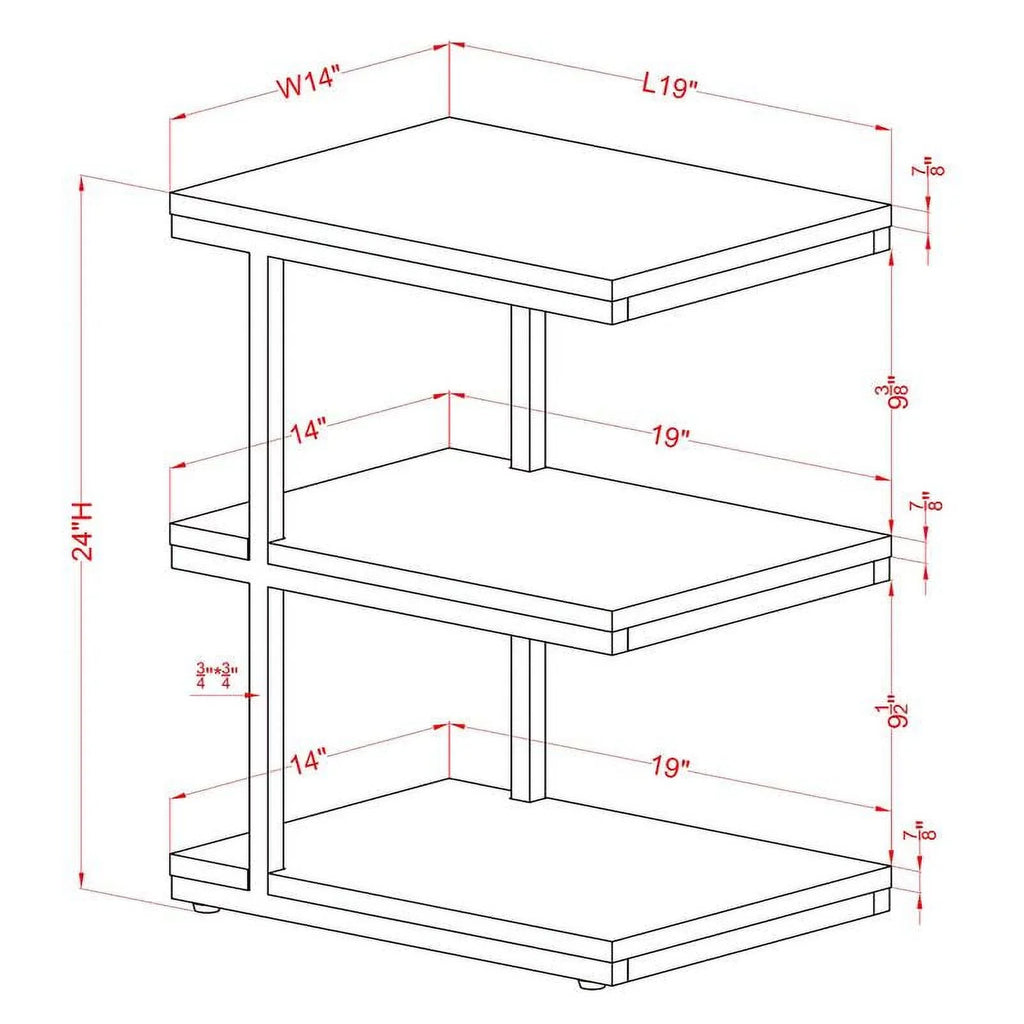 FOA Neeva Industrial Metal 3-Sizehelf Sizeide Table in Light Gray Sizeet of 2