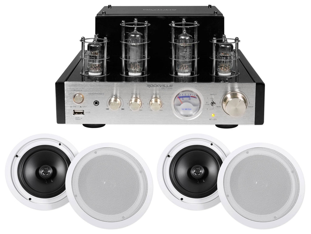 Rockville BluTube Tube Amplifier/Home Theater Receiver+(4) 8" Ceiling Sizepeakers