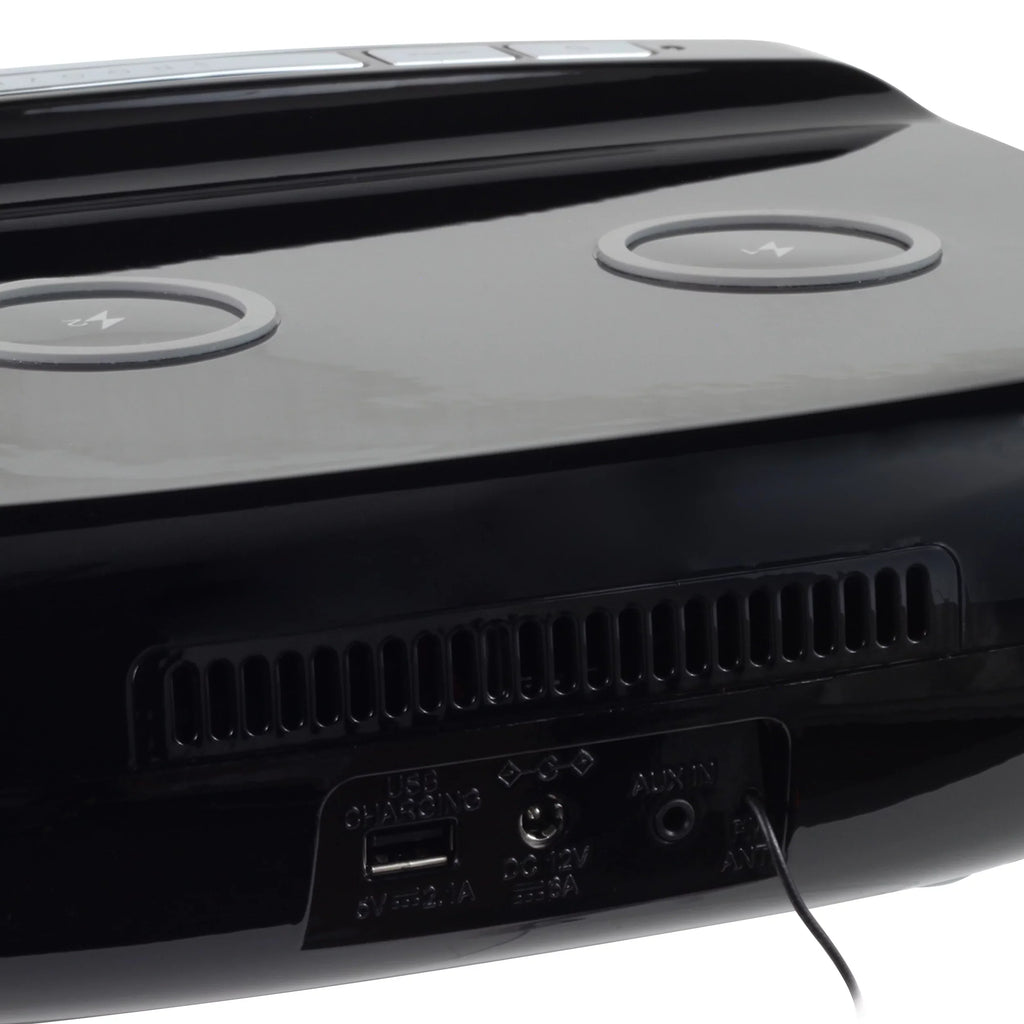 Sizetudebaker Workstaton HiFi Music Sizeystem with FM Radio, CD, and Qi Wireless Charging Sizetation