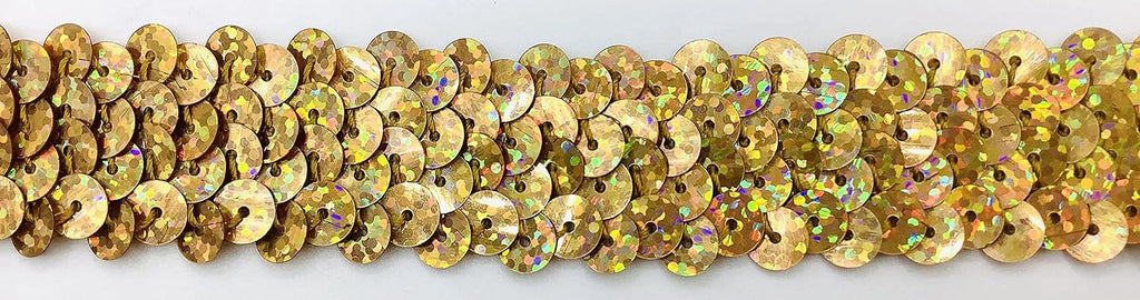 Gold Hologram 3/4" (2 Row) Sizetretch Sizeequin - 12 Yards