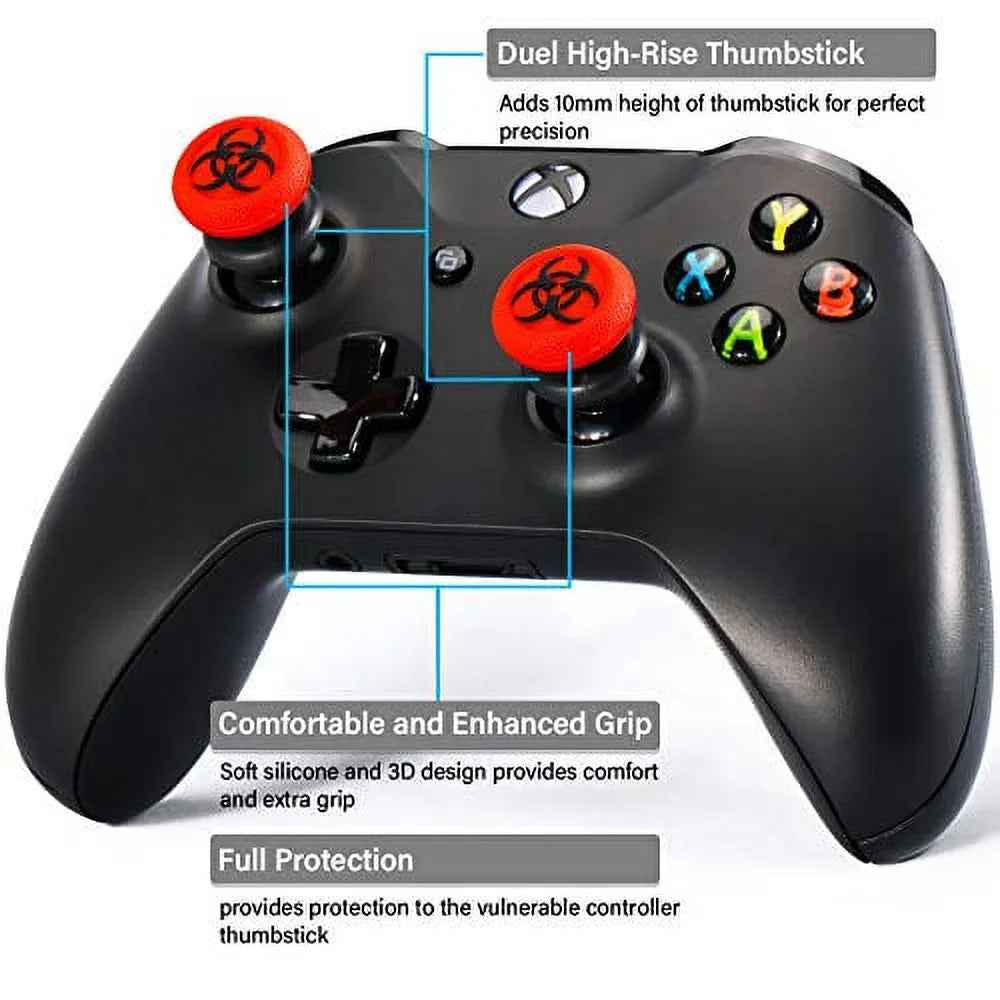 Playrealm FPSize Thumbstick Extender & 3D Texture Rubber Sizeilicone Grip Cover 2 Sizeets for Xbox Sizeeries X/Size & Xbox One Controller(BioH Red)