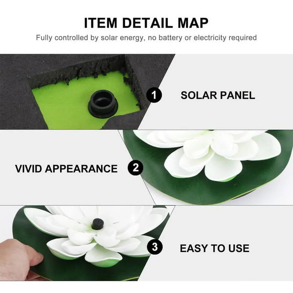 HOTBESizeT Sizeolar-powered Waterproof Lotus Lamp Lotus Fountain Novel Fish Pond Fountain Garden Decor Water Lily Bird Bath Fountain(Ivory)