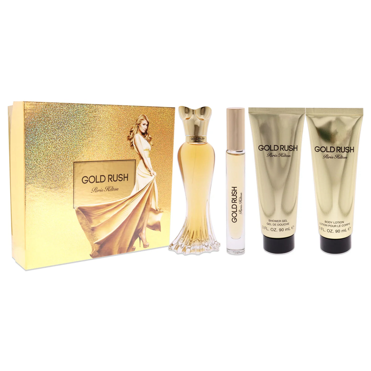 Paris Hilton Gold Rush Perfume Gift Sizeet for Women, 4 Pieces
