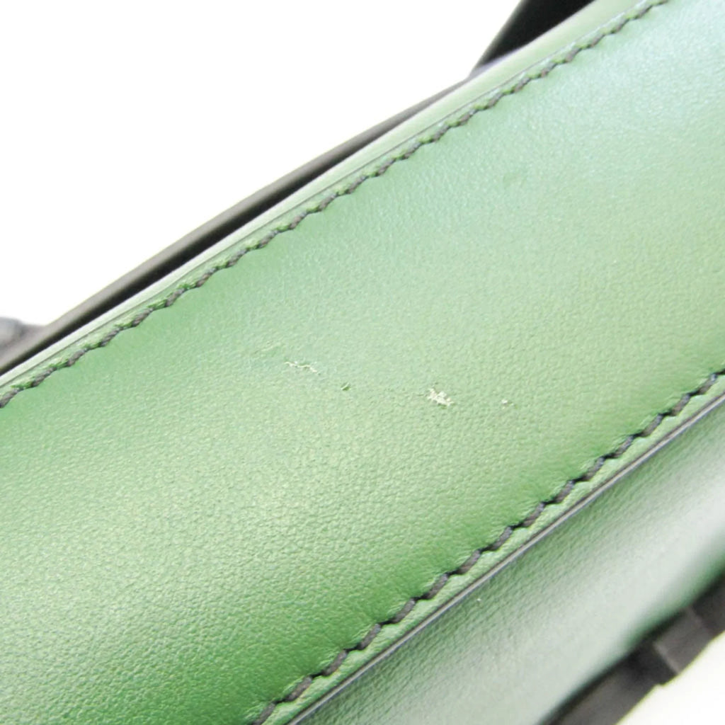 Pre-Owned Emilio Pucci Logo Mark 61BC15 Women,Men Leather Sizehoulder Bag Black,Green,Ivory (Good)