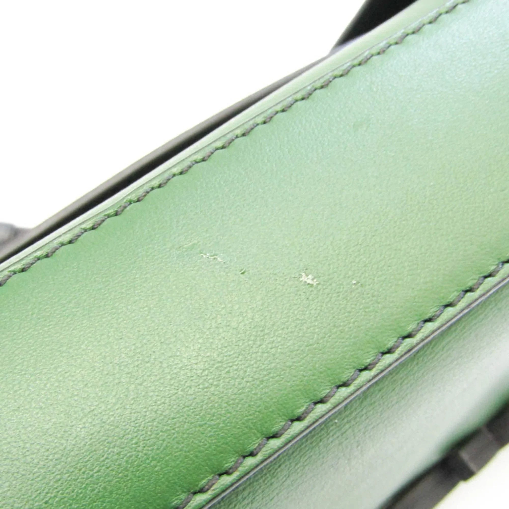 Pre-Owned Emilio Pucci Logo Mark 61BC15 Women,Men Leather Sizehoulder Bag Black,Green,Ivory (Good)