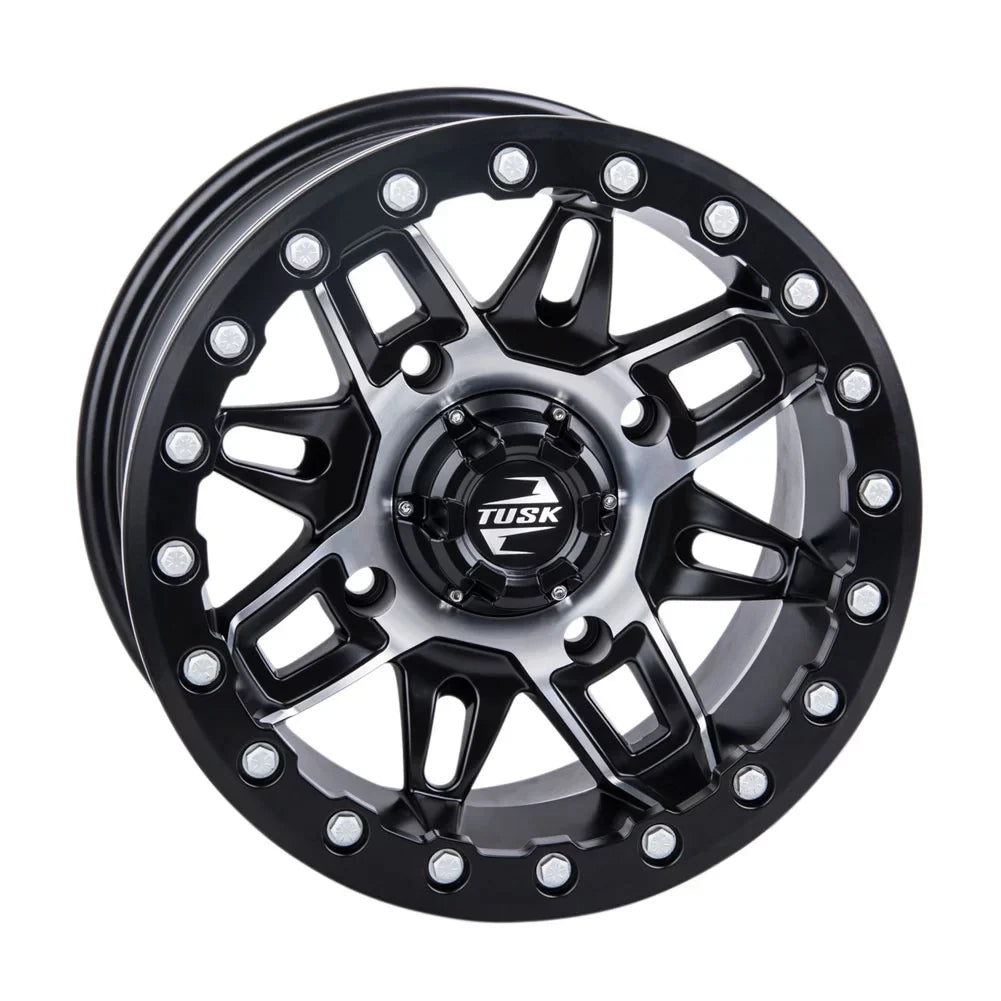 4/156 Tusk Wasatch Beadlock Wheel 14x7 5.0 + 2.0 Machined/Black For YAMAHA Wolverine RMAX 4 1000 R-Sizepec 2022