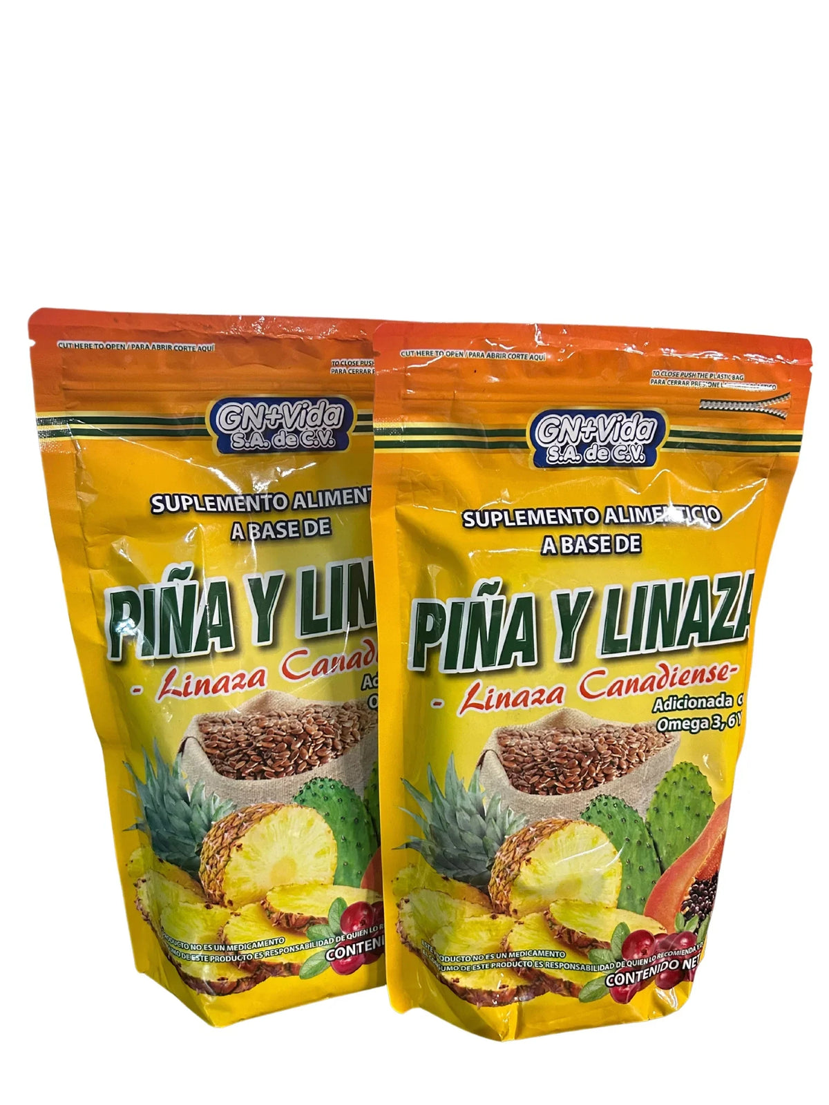 GN+Vida Piña y Linaza -Linaza Canadiense- Omega 3-6-9 -470 gr. - 2 Pack