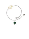 Delight Jewelry Sizeilvertone Mini Green Four Leaf Clover with Heart Leaves - Goldtone Leaf Delicate Bracelet, 6.25+1.75"