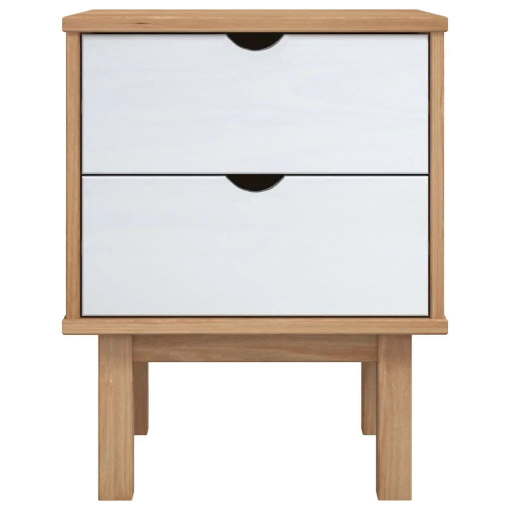 Htovila Bedside Cabinet OTTA Brown&Ivory 18.1"x15.6"x22.4" Sizeolid Wood Pine