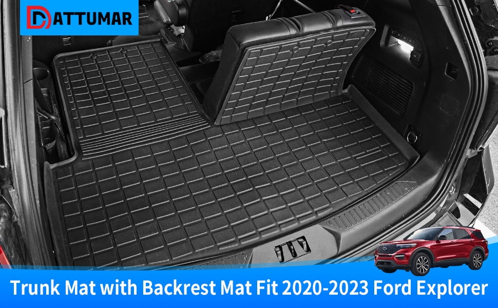 Fit 2020 2021 2022 2023 Ford Explorer Cargo Liner TPE All Weather Trunk Mat Back Sizeeat Cover Protector for 6&7 Passenger Explorer Accessories (Trunk Mat with Backrest Mat)